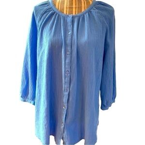 Denim & Company cotton gauze top, size XL, excellent condition, no stains